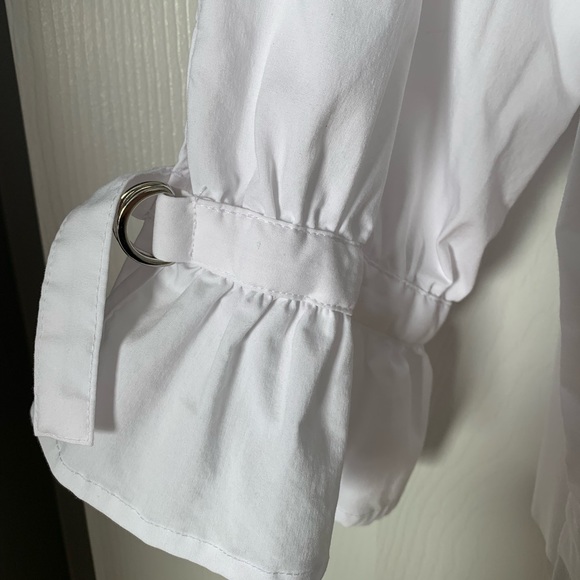 White Blouse. 3/4 sleeve. Ruffled Sleeves. - Picture 3 of 3